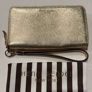 Henri Bendel Metallic Gold Wristlet EUC